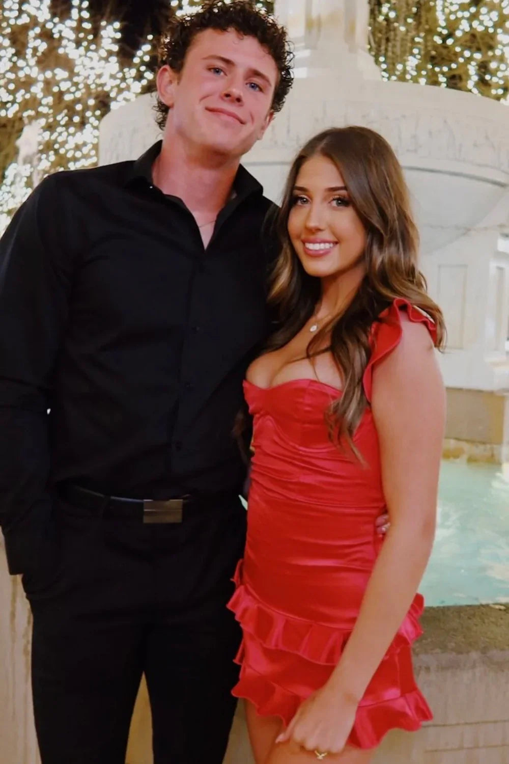 Red Sweetheart Sleeveless Satin Empire Ruffle Mini Homecoming Dress