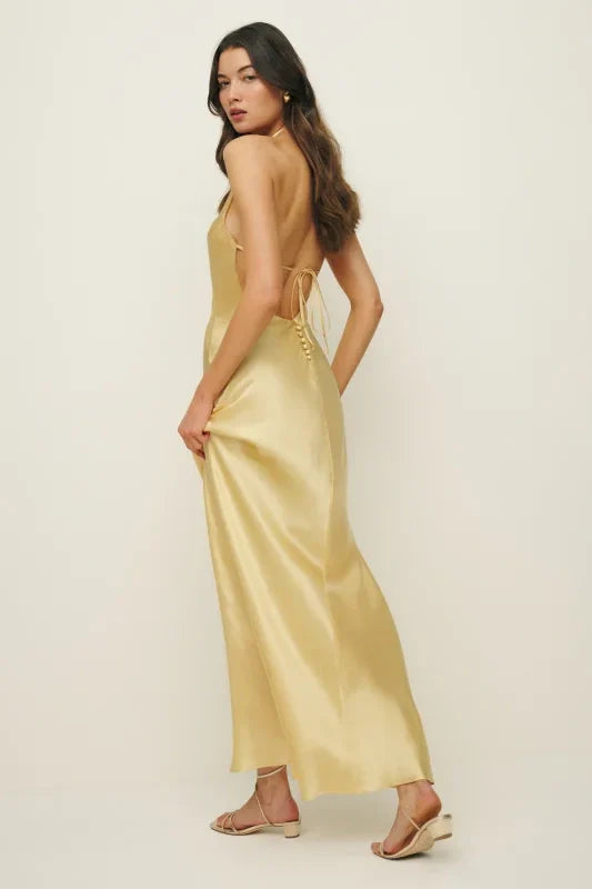 Round Sleeveless Lace Up Satin Fitted Simple Bridesmaid Dress