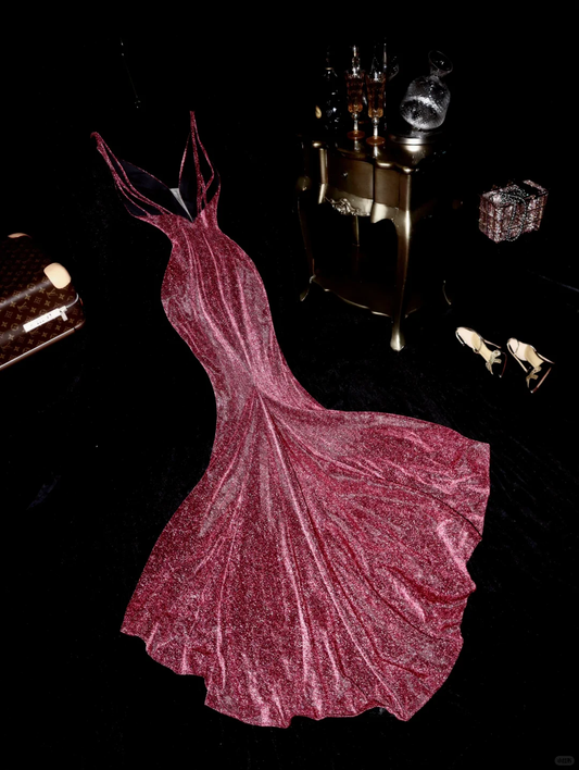Shiny Mermaid Spaghetti Strap Sequin Open Back Long Prom Dress Party Dress SH3071
