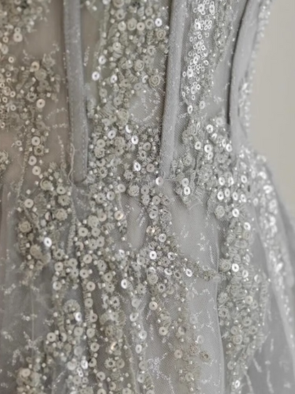 Pretty A line Off The Shoulder Sequin Long Evening Party Dress Prom Dresses PD0056