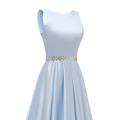 Sexy A Line Scoop Neckline Satin Green Long Prom Dresses Party Dress SD1340