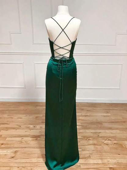 Sexy Mermaid Spaghetti Straps Black Long Evening Dress Backless Prom Dresses SD1606