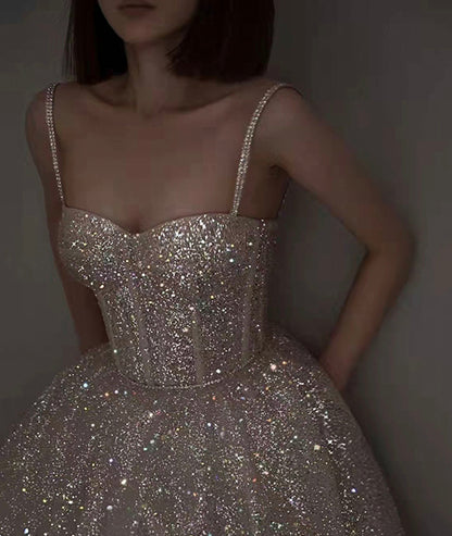 Sparkling A Line Sequin Long Prom Dress Evening Dresses SD1532