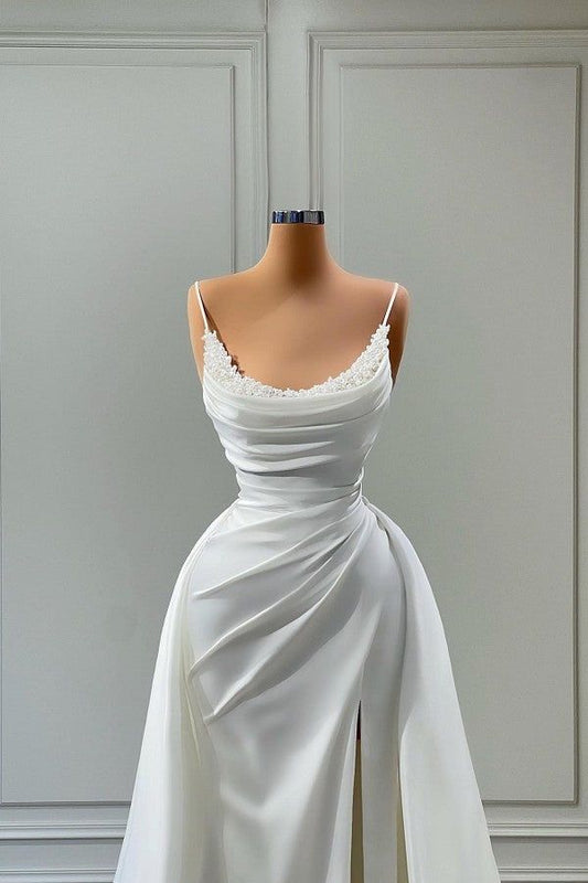 Mermaid Spaghetti strap Floor-length Sleeveless High Split With Side Train Prom Dress SD2004