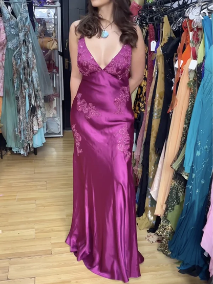 Beautiful A Line Spaghetti Straps Green Long Prom Dresses Backless Satin Evening Gowns P2314