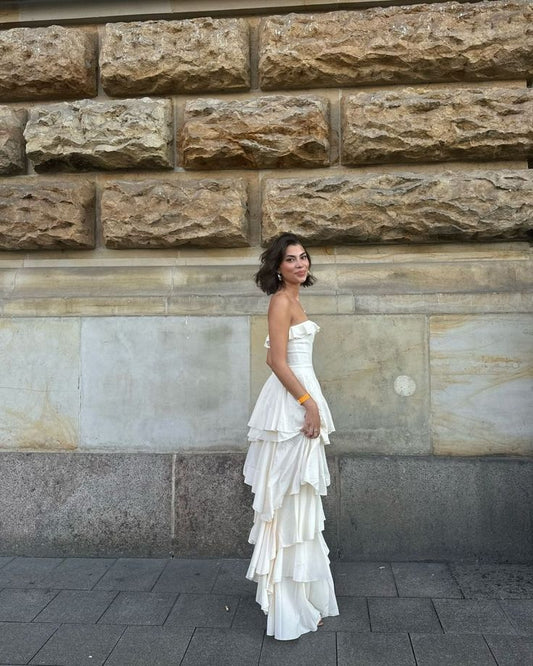 Gorgeous  A-Line Strapless Satin Long Prom Dresses Formal Evening Dress SD2204