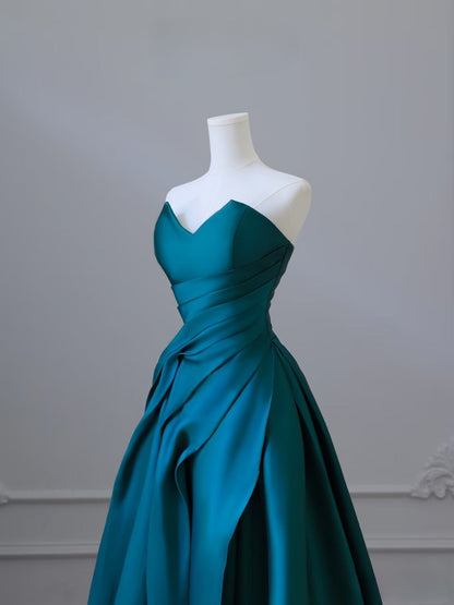 Pretty Ball Gown Sweetheart Satin Ruffles Long Prom Dresses Party Dress SD1330