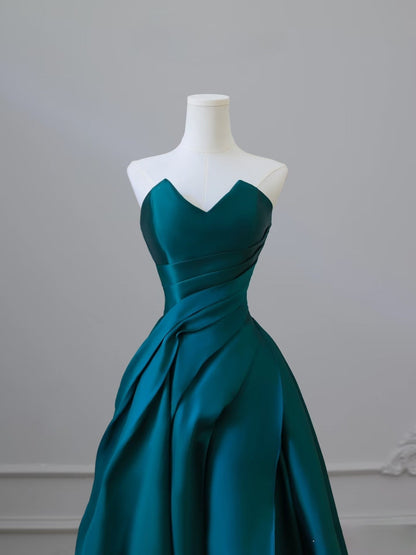 Pretty Ball Gown Sweetheart Satin Ruffles Long Prom Dresses Party Dress SD1330