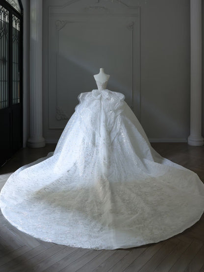 Timeless Ball Gown Sweetheart Neckline Sequin Long Sleeves Wedding Dress Bridal Dresses SD2488
