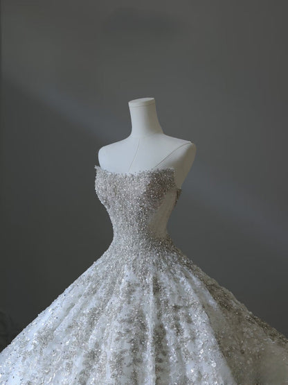 Timeless Ball Gown Sweetheart Sequin Ivory Long Wedding Dress Bridal Dresses SD2491