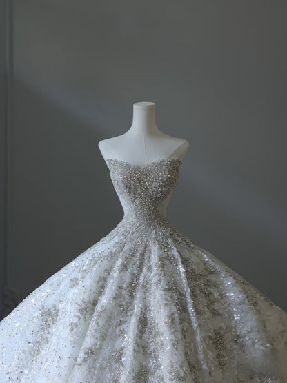 Timeless Ball Gown Sweetheart Sequin Ivory Long Wedding Dress Bridal Dresses SD2491