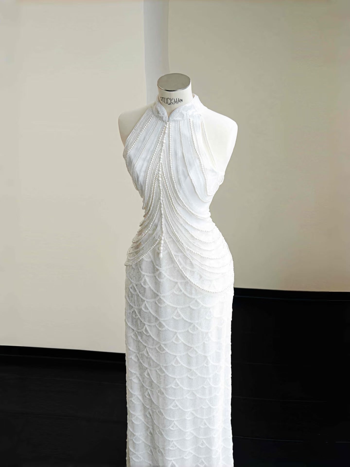 Pretty Bridal Gown Mermaid High Neck Sequin White Long Wedding Dresses Modest Bridal Gowns D2723