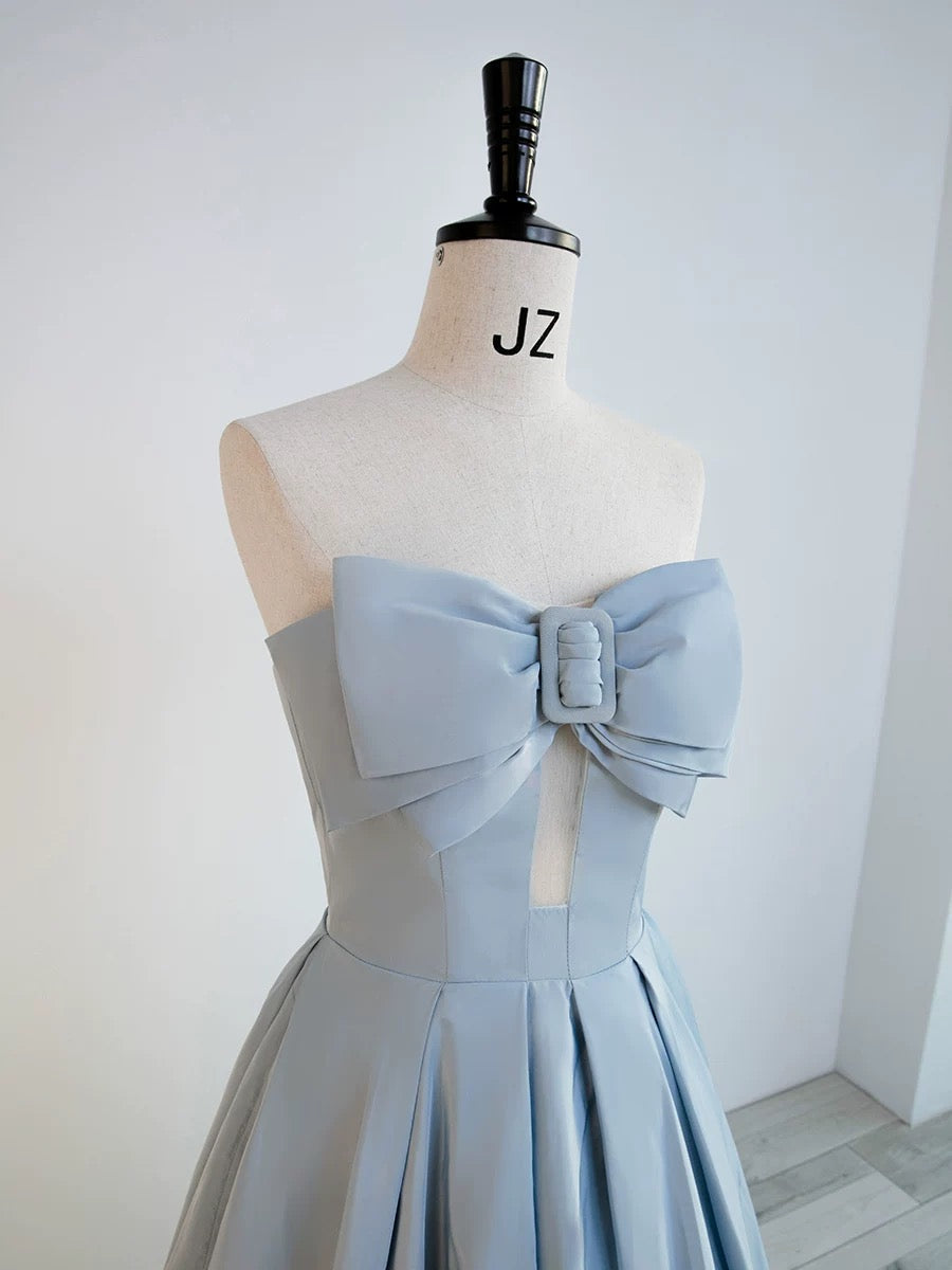 Gorgeous Balll Gown Sweetheart Blue Satin Long Evening Dress Prom Dresses SD2800
