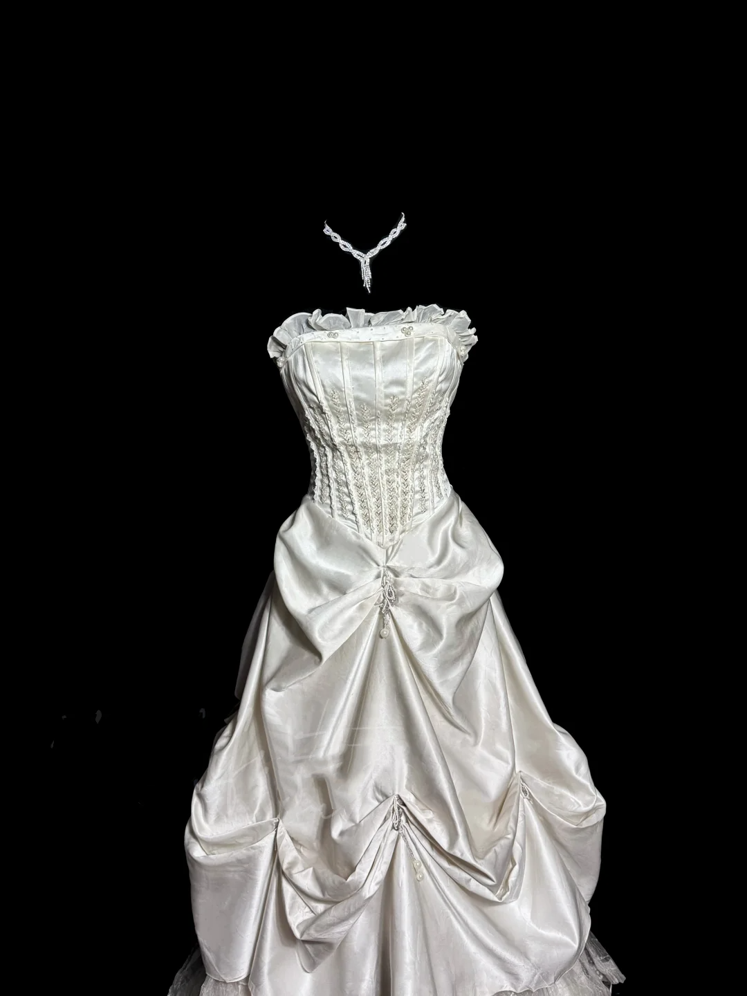 Chic Ball Gown Strapless Taffeta Ivory Long Wedding Dress Bridal Dresses SD2920
