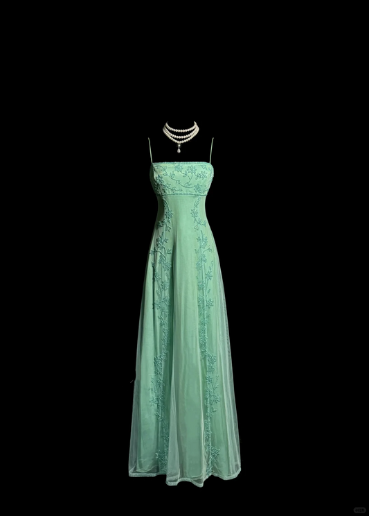 Classy Elegant A line Spaghetti Straps Blue Beading Sleeveless Chiffon Prom Dresses H2980