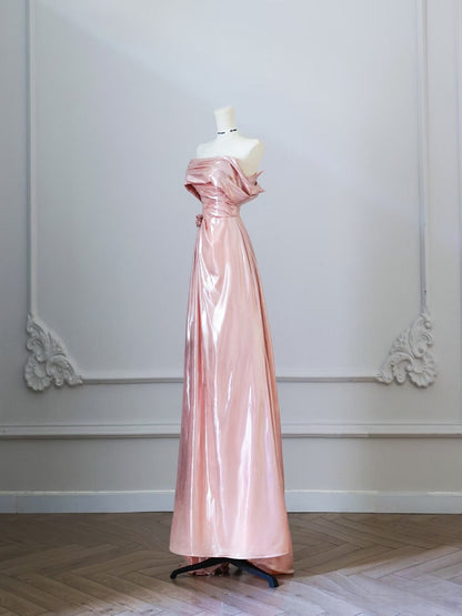 Classy A line Off The Shoulder Pink Evening Dress Prom Dresses SD3813