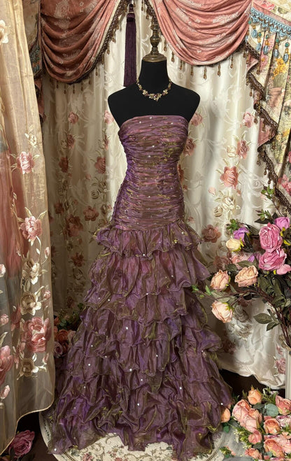Classy Mermaid Strapless Ruffles Long Evening Dress Prom Dresses SD3818