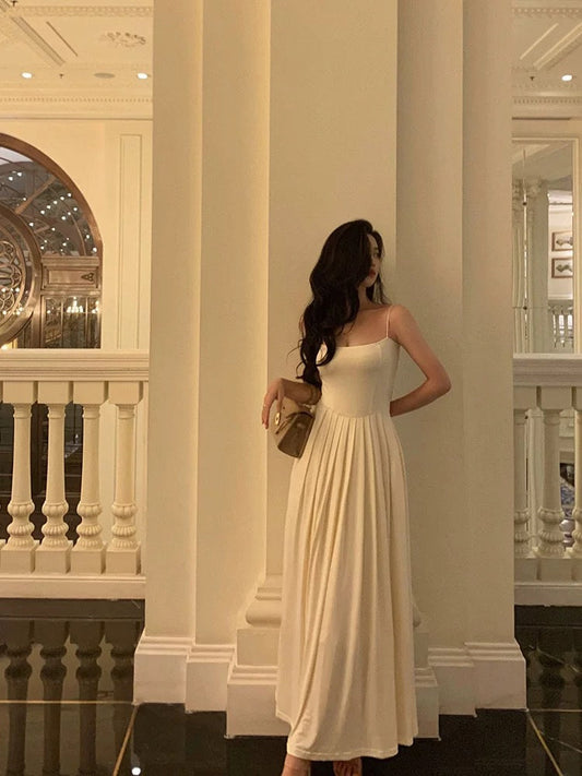 Stunning A Line Spaghetti Straps White Date Night Dress Prom Dresses Birthday Party Outfit SD858