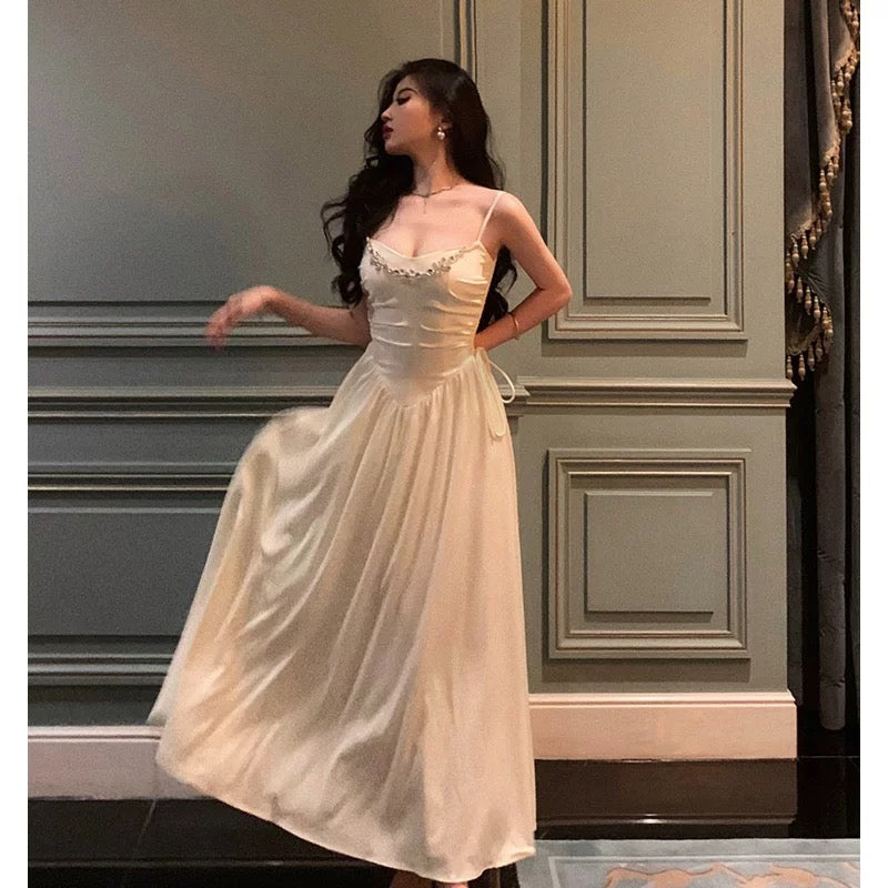Elegant A Line Spaghetti Straps Long Prom Dresses Birthday Outfits Evening Gown SD984