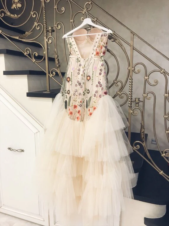 Mermaid Prom Dresses Sweetheart Sweep Train Sexy Chic Floral Lace Prom Dress SH321