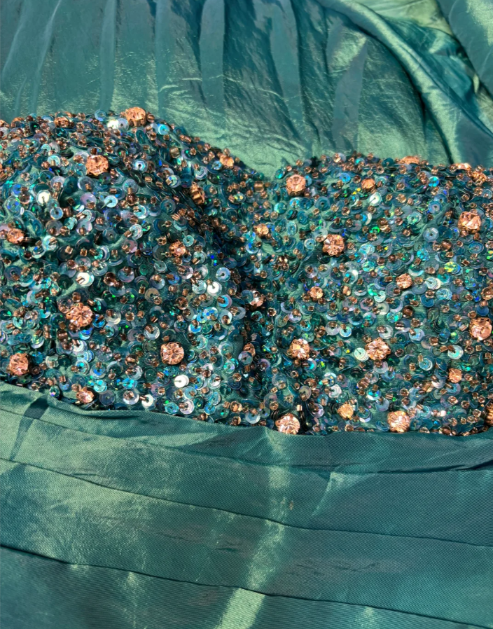 Unique Sweetheart Neck Satin Beaded Mermaid Long Evening Dress Party Gown With Flowers D2188