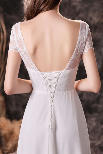 Cap Sleeves Ombre Color Chiffon Long Bridesmaid Dress