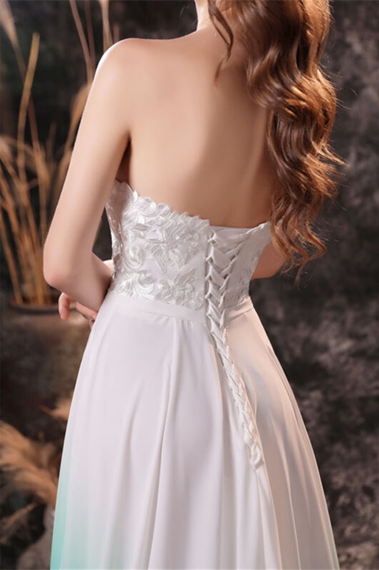 Sweetheart Green Ombre Chiffon Long Bridesmaid Dress
