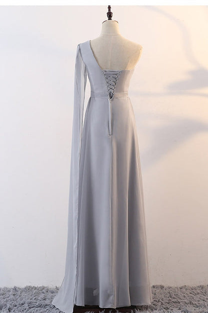 Grey Chiffon Long Mismatched Bridesmaid Dresses