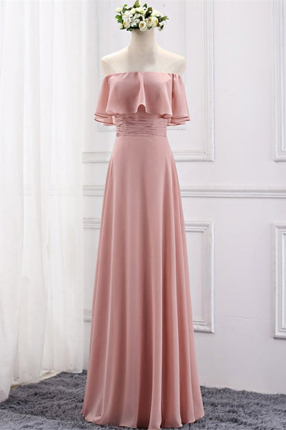 Blush Pink Chiffon Long Mismatch Bridesmaid Dresses