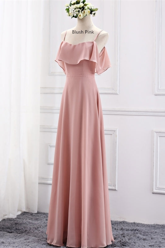 Blush Pink Chiffon Long Mismatch Bridesmaid Dresses