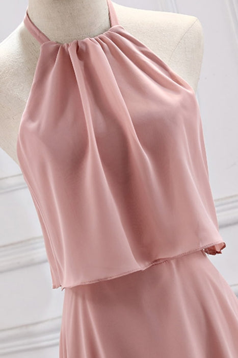 Blush Pink Chiffon Long Mismatch Bridesmaid Dresses