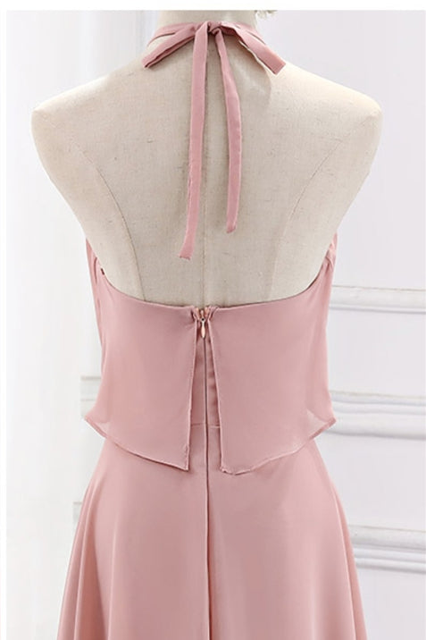 Blush Pink Chiffon Long Mismatch Bridesmaid Dresses