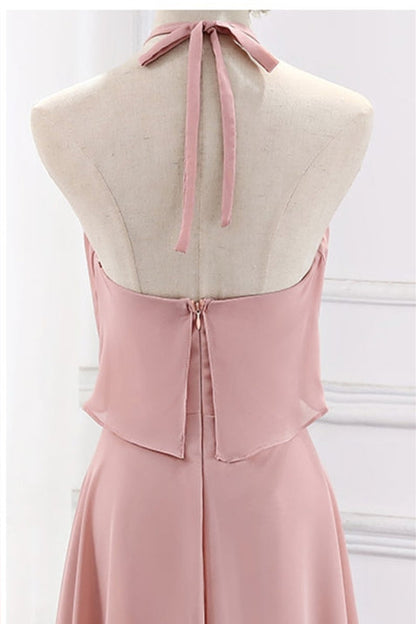 Blush Pink Chiffon Long Mismatch Bridesmaid Dresses