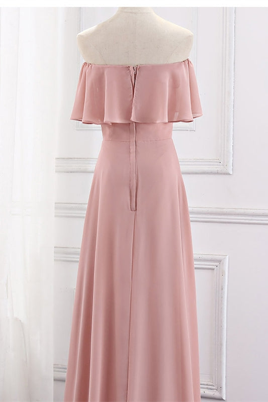 Blush Pink Chiffon Long Mismatch Bridesmaid Dresses