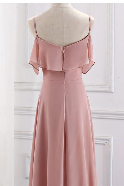 Blush Pink Chiffon Long Mismatch Bridesmaid Dresses