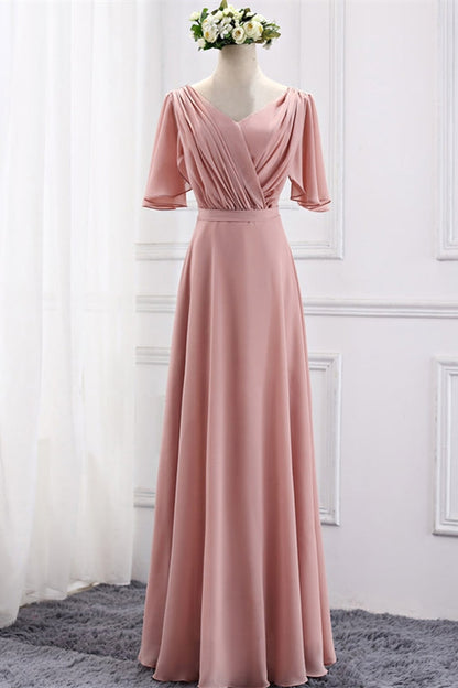 Blush Pink Chiffon Long Mismatch Bridesmaid Dresses