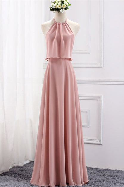 Blush Pink Chiffon Long Mismatch Bridesmaid Dresses