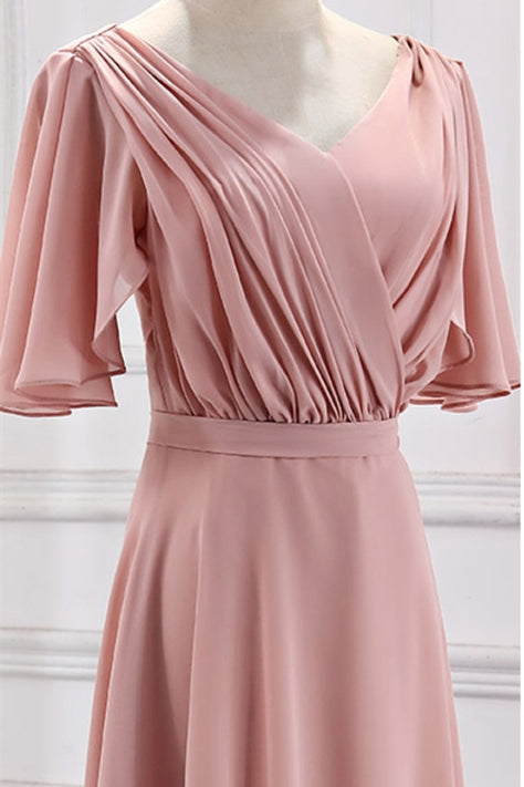Blush Pink Chiffon Long Mismatch Bridesmaid Dresses