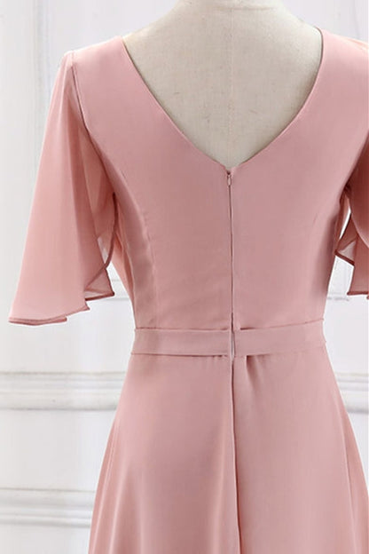 Blush Pink Chiffon Long Mismatch Bridesmaid Dresses