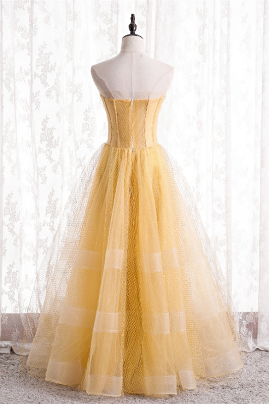 Chic Tulle A-Line Sweetheart Strapless Prom Party Dress