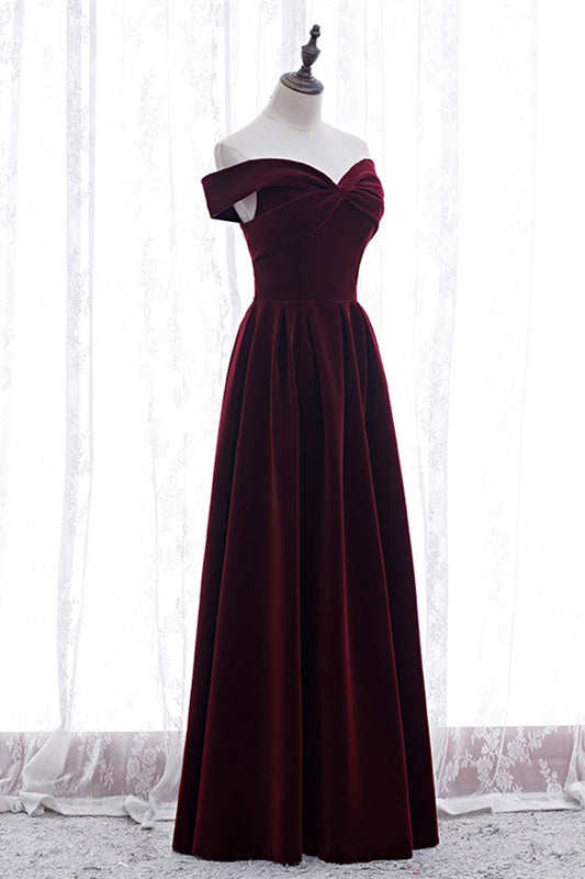Elegant Velvet A-Line Off-Shoulder Empire Party Prom Dress