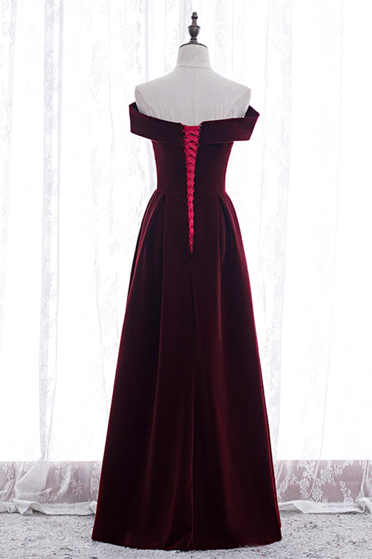 Elegant Velvet A-Line Off-Shoulder Empire Party Prom Dress