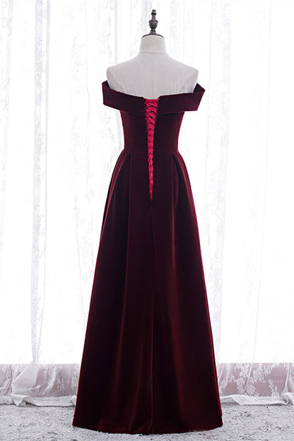 Elegant Velvet A-Line Off-Shoulder Empire Party Prom Dress