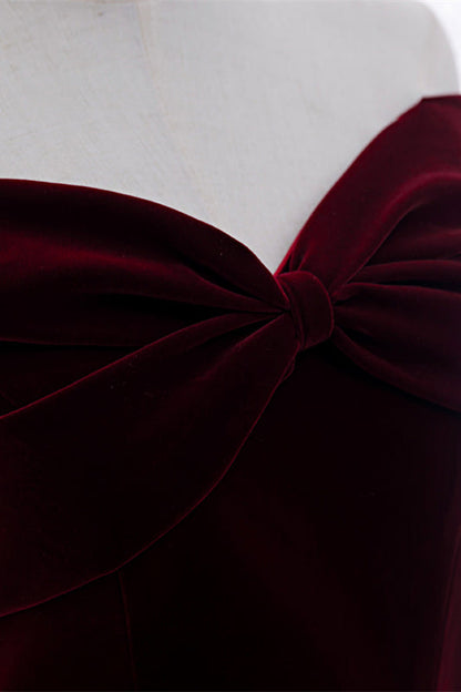 Elegant Velvet A-Line Off-Shoulder Empire Party Prom Dress