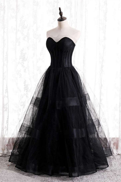 Chic Tulle A-Line Sweetheart Strapless Prom Party Dress