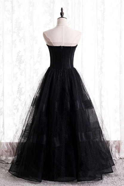 Chic Tulle A-Line Sweetheart Strapless Prom Party Dress