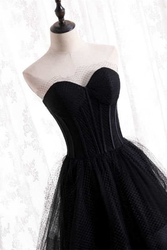 Chic Tulle A-Line Sweetheart Strapless Prom Party Dress