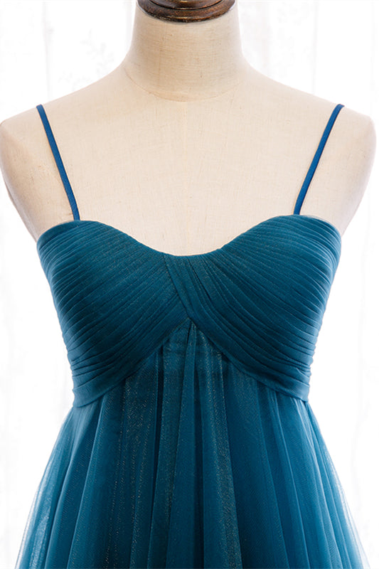 Sweetheart Sleeveless Tulle A-Line Party Prom Dress With Train