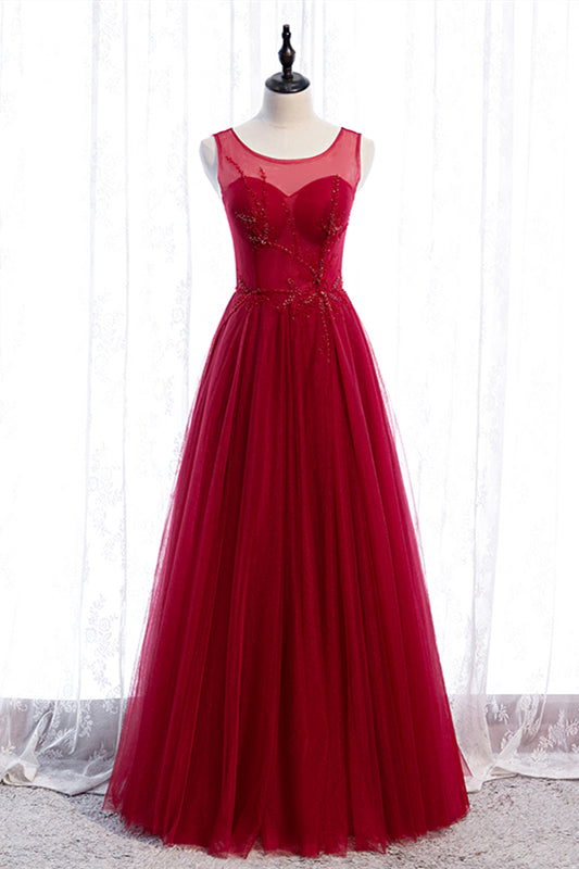 Round Sleeveless A-Line Empire Appliques Party Prom Dress