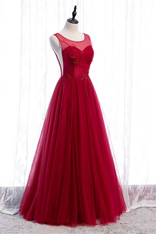 Round Sleeveless A-Line Empire Appliques Party Prom Dress